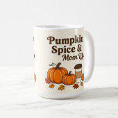 Pumpkin spice and mom life コーヒーマグカップ (正面右)