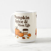 Pumpkin spice and mom life コーヒーマグカップ (正面左)