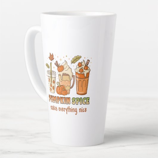 Pumpkin Spice Autumn Drink Art カフェラテマグ (左アングル)