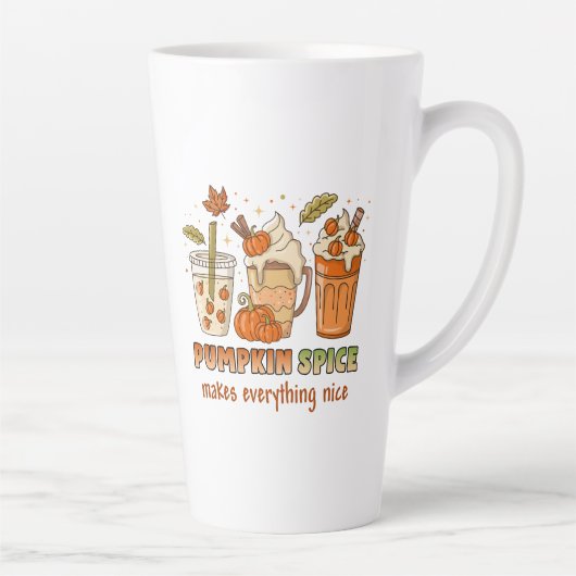 Pumpkin Spice Autumn Drink Art カフェラテマグ (右)