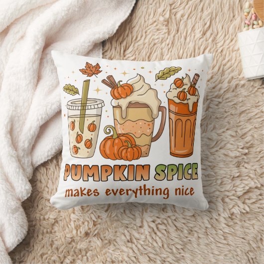 Pumpkin Spice Autumn Drink Art クッション (ブランケット)