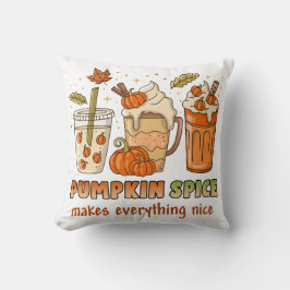 Pumpkin Spice Autumn Drink Art クッション