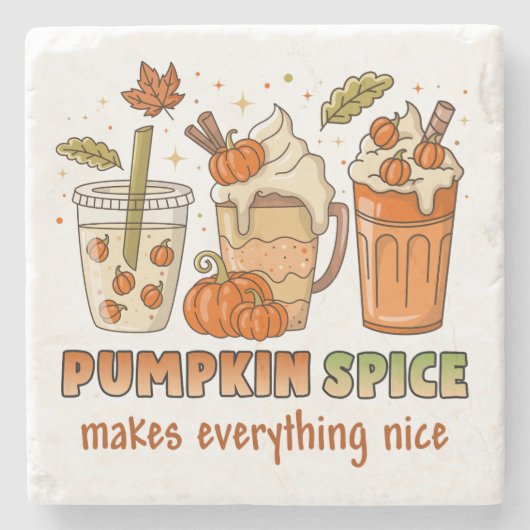 Pumpkin Spice Autumn Drink Art ストーンコースター (正面)