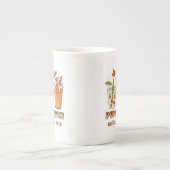 Pumpkin Spice Autumn Drink Art ボーンチャイナマグカップ (正面)