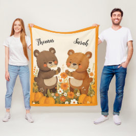 Pumpkin Spice Bear Fleece Blanket フリースブランケット