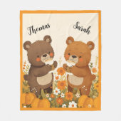Pumpkin Spice Bear Fleece Blanket フリースブランケット (正面)