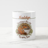 Pumpkin Spice Coffee Vintage Style Custom Name ジャンボコーヒーマグカップ (正面)