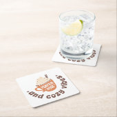 Pumpkin Spice & Cozy Vibes – Cute PSL Latte Fall スクエアペーパーコースター (インサイチュ)