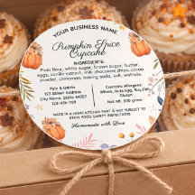 Pumpkin spice cupcake Cottage Law Food label 