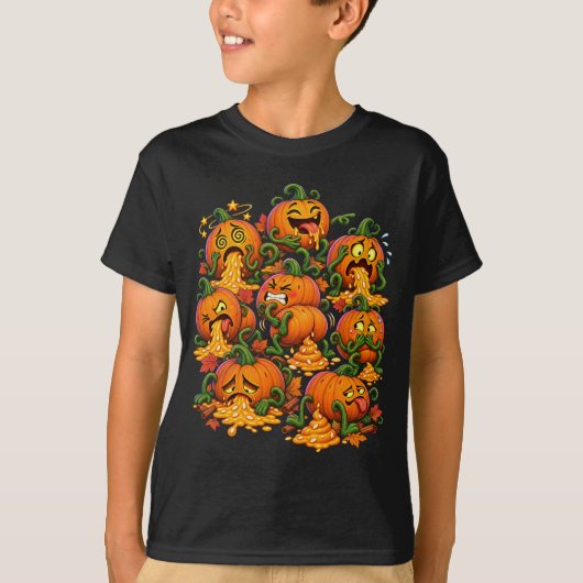 Pumpkin Spice Disaster Puking and Pooping Pumpkins Tシャツ (正面)