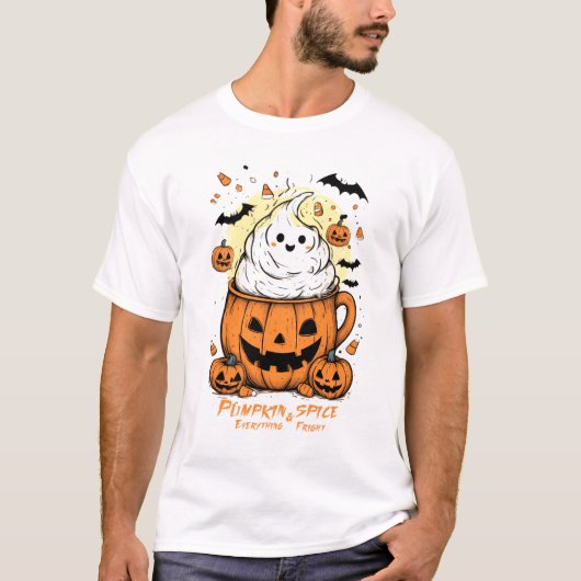 Pumpkin Spice & Everything Fright – Funny Spooky Tシャツ (正面)