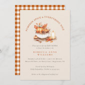 Pumpkin Spice & Everything Nice – Fall Baby Shower 招待状 (正面/裏面)