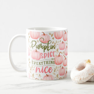 Pumpkin Spice Everything Nice Pink Pattern Fall コーヒーマグカップ