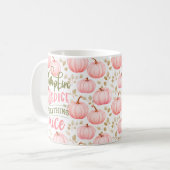 Pumpkin Spice Everything Nice Pink Pattern Fall コーヒーマグカップ (正面左)