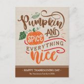 Pumpkin Spice & Everything Nice Thanksgiving Card ポストカード (正面)