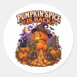 Pumpkin Spice Is Back Funny Halloween ラウンドシール