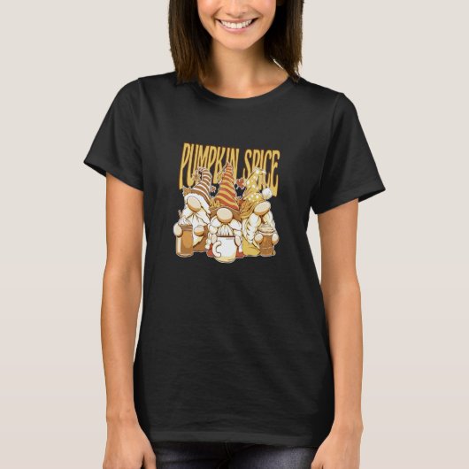Pumpkin Spice Latte Coffee Latte Iced Fall Gnomes  Tシャツ (正面)