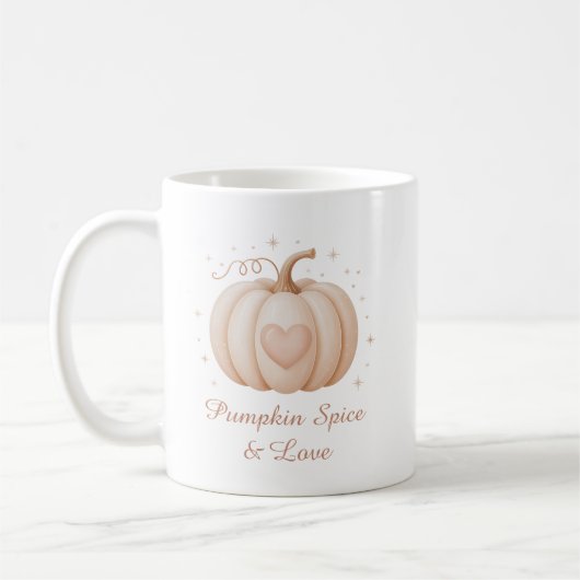 Pumpkin Spice & Love Cute Pastel Pumpkin Halloween コーヒーマグカップ (左)