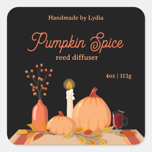 Pumpkin Spice Reed Diffuser Label スクエアシール (正面)