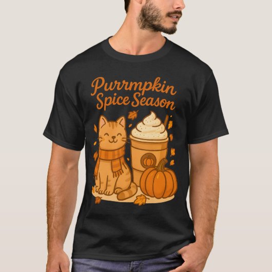 Pumpkin Spice Season – Cute Cat Fall Autumn Tシャツ (正面)