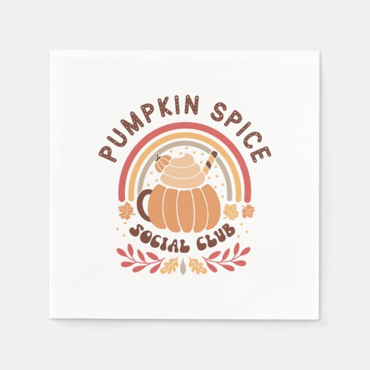 Pumpkin Spice Social Club – Cute Fall PSL  スタンダードカクテルナプキン (正面)
