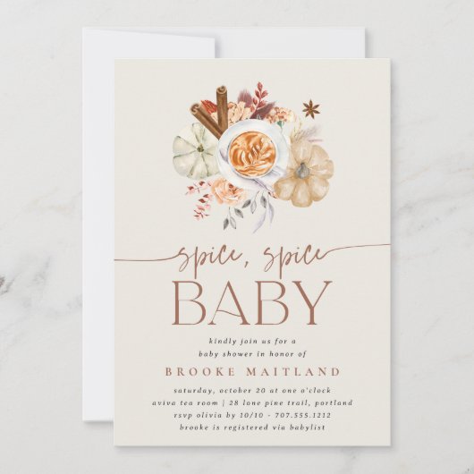 Pumpkin "Spice Spice Baby" Shower 招待状 (正面)