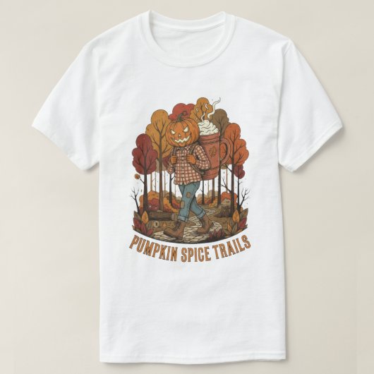 Pumpkin Spice Trails Autumn Hiking Design Tシャツ (デザイン正面)