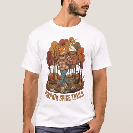 Pumpkin Spice Trails Autumn Hiking Design Tシャツ (正面)