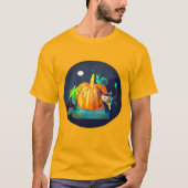 Pumpkin Spirit Magic Fun Halloween Animals & Moon Tシャツ (正面)
