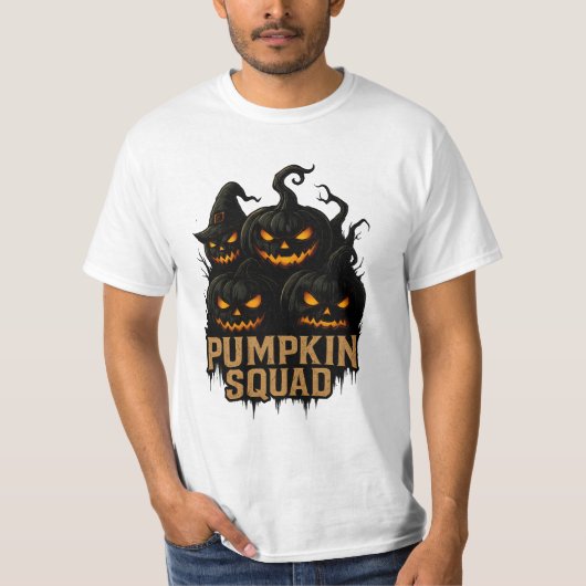 Pumpkin Squad – Dark Jack-o’-Lantern Crew Tシャツ (正面)