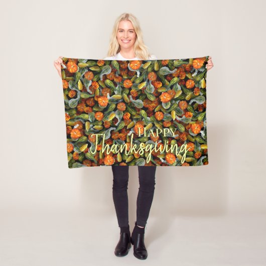 Pumpkin, Squash Autumn Harvest Blanket フリースブランケット (インサイチュ)