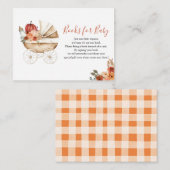 Pumpkin Stroller Floral Baby Shower Books for Baby エンクロージャーカード (正面/裏面)