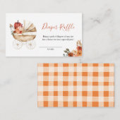 Pumpkin Stroller Floral Baby Shower Diaper Raffle エンクロージャーカード (正面/裏面)