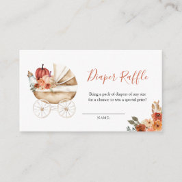 Pumpkin Stroller Floral Baby Shower Diaper Raffle エンクロージャーカード