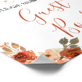 Pumpkin Stroller Floral Baby Shower Guest Book ポスター (角)