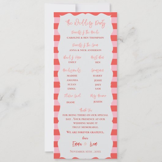 Pumpkin & Sunflower Fall Wedding Program Card 招待状 (裏面)