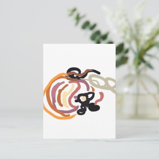 Pumpkin Sunset Autumn cute ポストカード (スタンド正面)