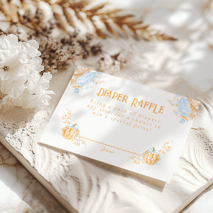 Pumpkin Toile Crest Elegant Boy Baby Shower エンクロージャーカード