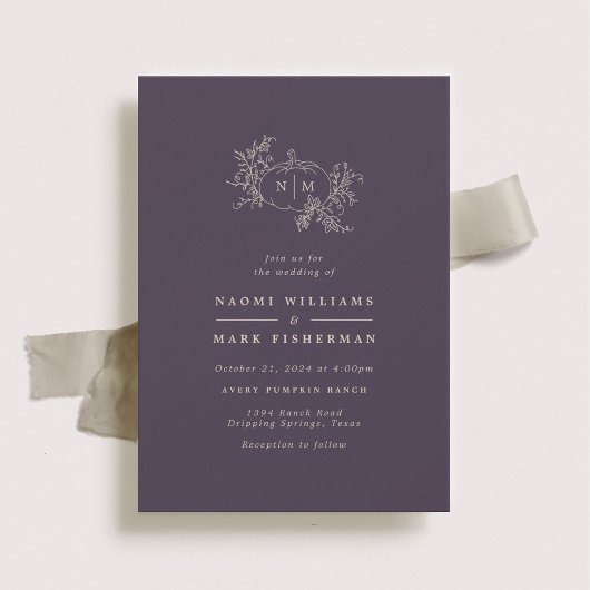 Pumpkin Vines Monogram Wedding Invitation 招待状