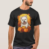 Pumpkin Westie Dog Halloween Thanksgiving Tシャツ (正面)