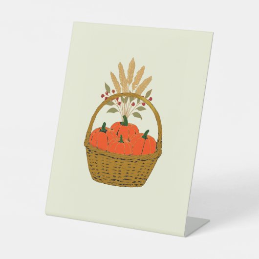 🍂 **Pumpkin & Wheat Basket Pedestal Sign 台座サイン (正面)