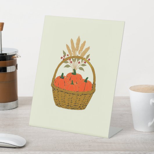 🍂 **Pumpkin & Wheat Basket Pedestal Sign 台座サイン (インサイチュ)