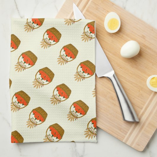 🧺 **Pumpkin & Wheat Kitchen Towel キッチンタオル (四つ折り)