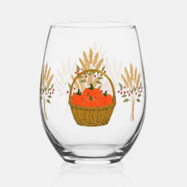 🎃 **Pumpkin & Wheat Stemless Wine Glass ステムなしワイングラス