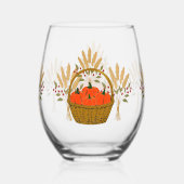 🎃 **Pumpkin & Wheat Stemless Wine Glass ステムなしワイングラス (裏面)