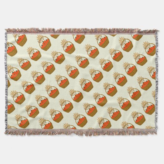 🍂 **Pumpkin & Wheat Woven Blanket スローブランケット (正面)