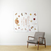 Pumpkin Wildflower Baby Shower Welcome Backdrop タペストリー (インサイチュ(横))