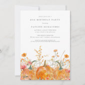 Pumpkin Wildflower Fall Watercolor 45th Birthday  招待状 (正面)