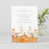 Pumpkin Wildflower Fall Watercolor 85th Birthday  招待状 (スタンド正面)