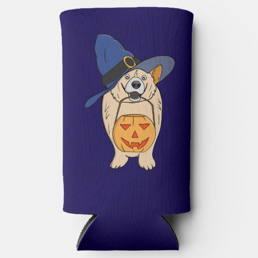 Pumpkin Witch Dog スリム缶クーラー (正面)